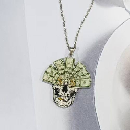 Money skull halskette - 💀,