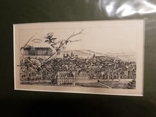 Trier Martinsufer Federlithographi 1891 8,5x17 Gesamtansicht 