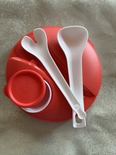 Tupperware Salatschleuder Deckel To Go Neu OVP Salatbesteck Dressingbehälter Rot