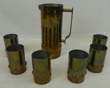 Art Deco Bauhaus Messing Saftset Friedrich Marby signiert 20er 30er Jahre