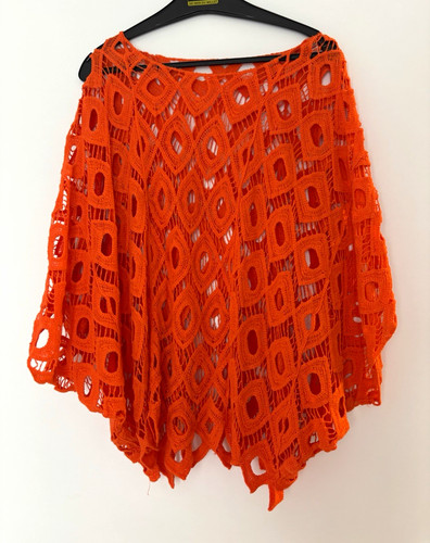 Damen orange häkelpullover - orange,