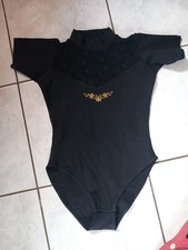 Lycra Dupont Damenbody,schwarz, Spitze,Goldstickerei,gr.40