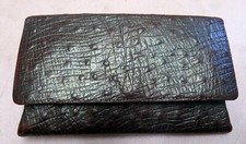 STRAUSSENLEDER Mini- CLUTCH Damenbörse OMA'S Geldbörse ANTIK Lederetui Börse 739