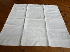 uralter Bezug vom Kopfkissen 73 x 71 Leinen Stickerei Weisswäsche Bettwäsche