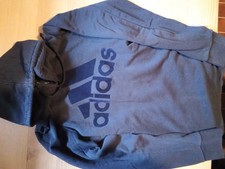Adidas Damen/Herren Hoodie, Gr. 38-40, dunkles grau mit Logo