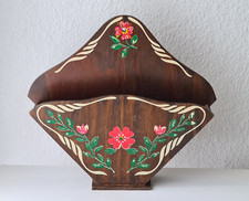 70er Filtertütenhalter Kaffeefilterhalter Holz Bauernmalerei floral