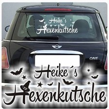 Auto Aufkleber Namen Hexenkutsche Sterne Fledermäuse Hexe Sticker A1022