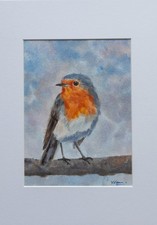 Original Aquarellbild | Rotkehlchen | Singvogel | Unikat | 15x20 cm