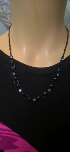 Kette schwarz strass damen - schwarz,