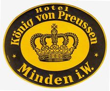 Hotel König von Preussen MINDEN in Westfalen * Old Luggage Label Kofferaufkleber