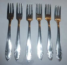 6x Gabel Kuchengabel DDR Besteck ABS rostfrei Ranke Muster Ranke Muster