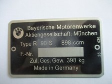 Schild Typenschild für BMW R90S R 90 S passend s85