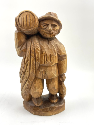 Holzfigur fassträger - holzfigur, |