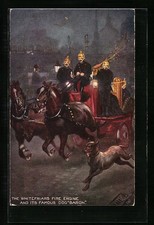 AK The Whitefriars Fire Engine and its famous dog Baron, Feuerwehrwagen und Hun 