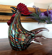 Glasfigur Hahn Skulptur Gockel
