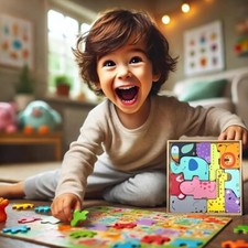 Holz Steckpuzzle hochwertig, Holzspielzeug Puzzle ab 1 2 3 Jahren,  Montessori