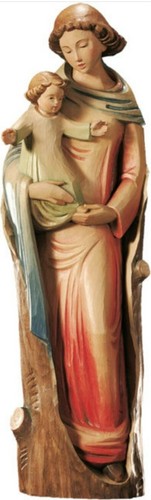 Madonna mit kind - mit, holzstamm