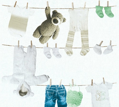 Kindertapete teddy kleidung - kindertapete,