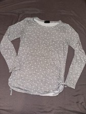 Umstandsshirt Schwangerschafts Pullover Pregnant Maternity Gr 38 Grau Punkte