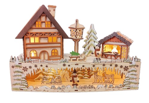 Led holz weihnachts dorf szene - weihnachts,