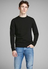 JACK & JONES JJEBASIC KNIT CREW NECK NOOS Pullover schwarz Größe Gr. S Rundhals