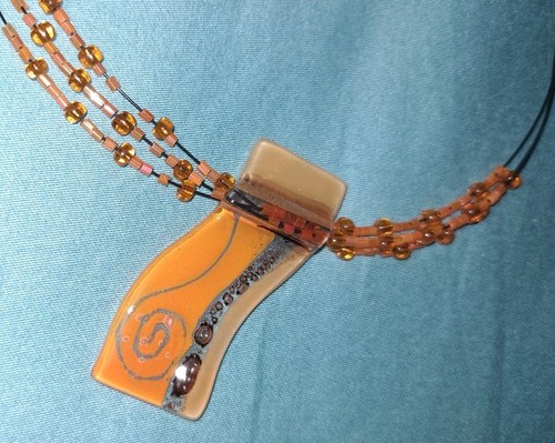 Kette glas orange perlen - orange,