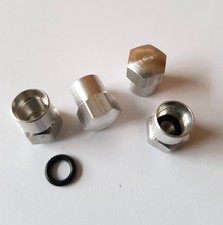 4 x Ventilkappen aus Aluminium mit Gummidichtung für PKW, Motorrad, Fahrrad