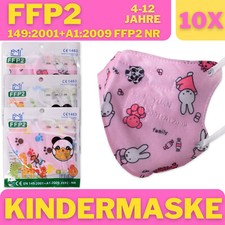 10x FFP2 Maske CE Zertifiziert Kinder Atemschutzmaske Mädchen Mehrfarbig Rosa