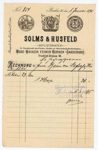 Rechnung solms husfeld - solms, &