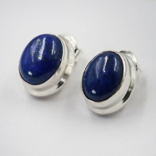 Lapislazuli  Ohrstecker Silber 925 Ohrringe echt Sterlingsilber oval Blau ts