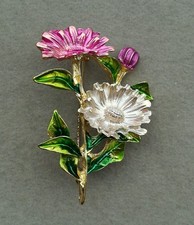 Blumen Brosche Chrysanthemen Gold Blume Blüten Garten Floral Elegant Schmuck