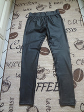 Schwarze Leder Leggings (Imitat) Gr. S