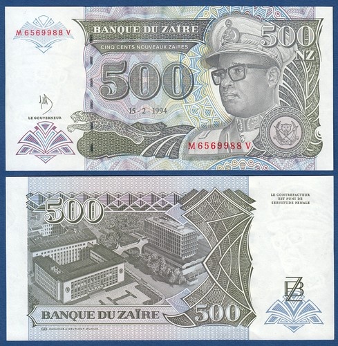 Zaire 500 nouveaux zaires - zaire,