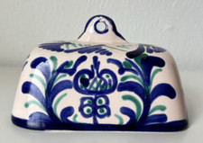 Keramik Butterdose Deckel blau