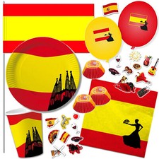 SPANIEN - Geschirr Deko zur Spanische Nacht Espana Party Rot Gelb Mottoparty Set