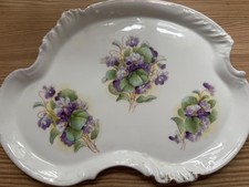 limoges Frankreich Porzellan Platte Kuchenplatte alt Veilchen Dekor asymmetrisch