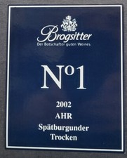 Weinetikett N1 Spätburgunder Trocken   Brogsitter 2002 AHR 