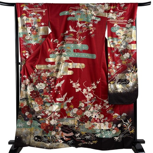 Furisode kimono rot seide - rot,