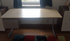 Schreibtisch mit Schubladen, in der Höhe verstellbar, Platte 160x80 Holz Style 