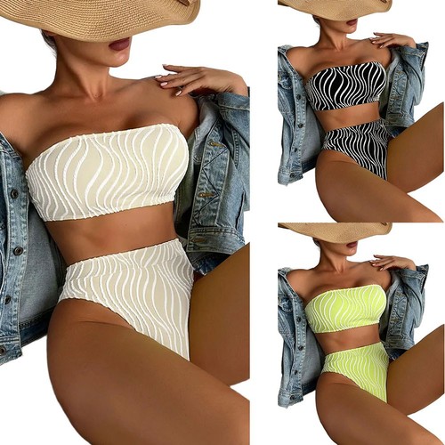 Sexy streifen bandeau bikini - streifen,