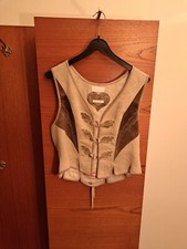 Rut Moralt Weste aus Leder und Leinen Gr. 38