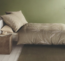 Bettwäsche 135x200 cm Baumwolle Mako Satin 2tlg Kaeppel Blätter grün khaki