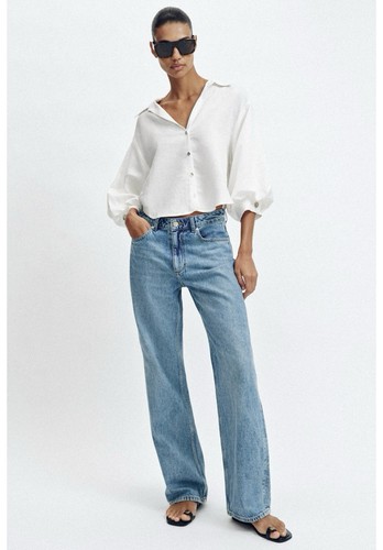Zara leinen blouse l - leinen, gr.l