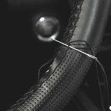 Schwarz Leder Lenkradbezug