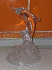 Glasskulptur Delphin Transparent Glas Höhe 17cm Länge: 11cm Cristal D'Arc Neu