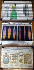 3 chemisch-physikalische Lehr/Werbe-Plakate zu Hochdruck, Schweißen u. Azetylen