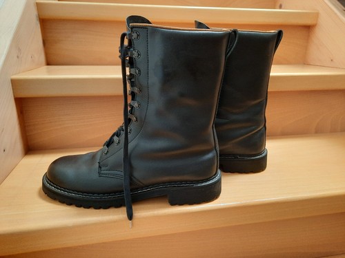 Kampfstiefel schwarz vollleder - schwarz,