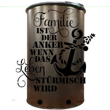Feuertonne Motiv Familie Anker