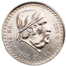Mexico Un Peso Silber 1947
