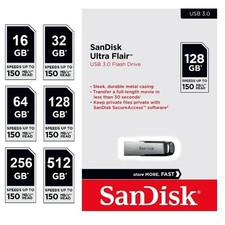 USB Stick 16 32 64 128 256 512GB Speicherstick Flash USB 3 SanDisk Ultra Flair